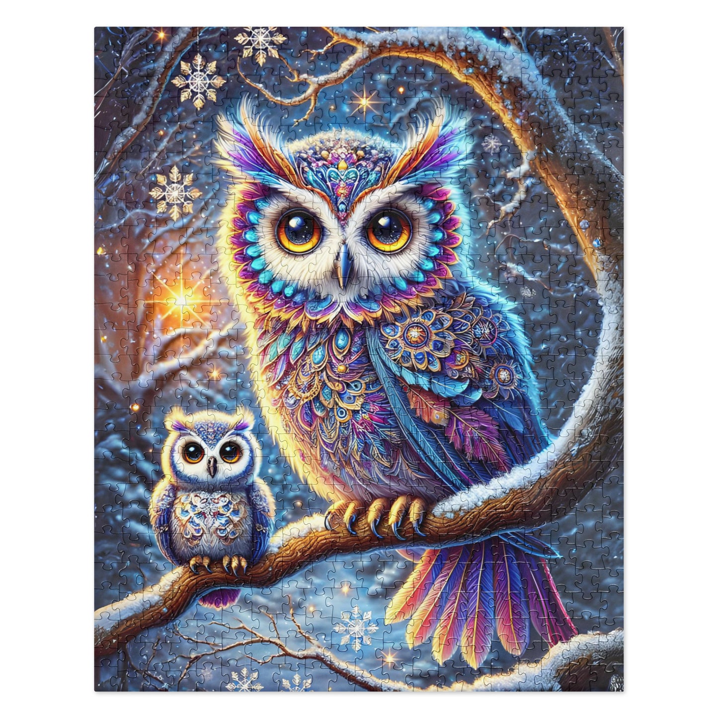 Magical Winter Owl Family Jigsaw Puzzle (120, 252, 500 Pieces)