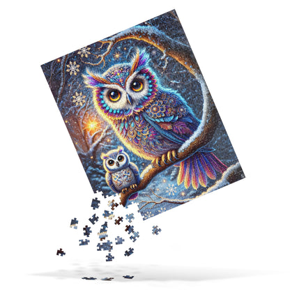 Magical Winter Owl Family Jigsaw Puzzle (120, 252, 500 Pieces)