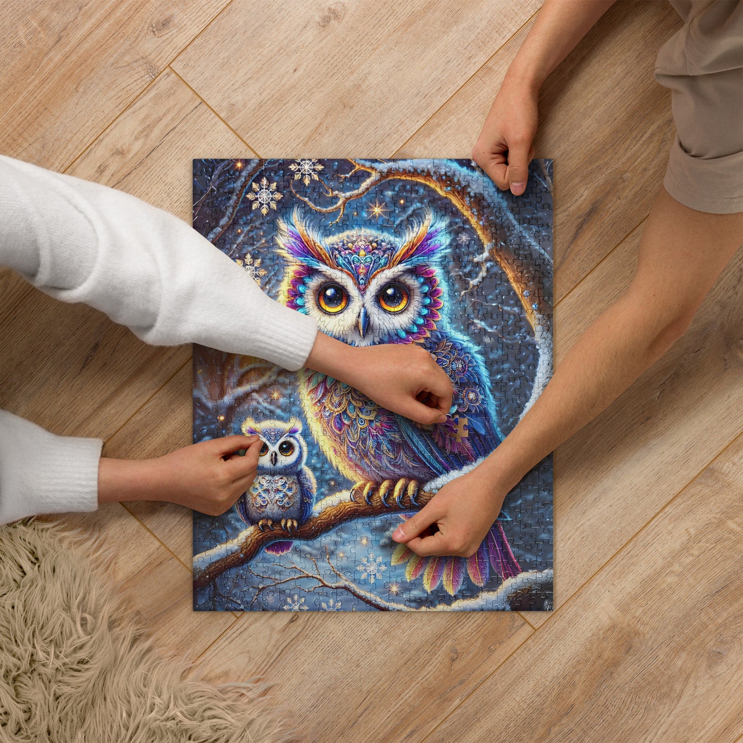 Magical Winter Owl Family Jigsaw Puzzle (120, 252, 500 Pieces)