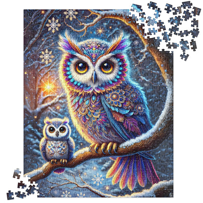 Magical Winter Owl Family Jigsaw Puzzle (120, 252, 500 Pieces)