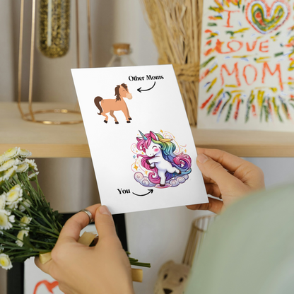 mom holding  Funny Unicorn Mom vs Others Greeting or Mothers day Card