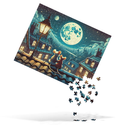 Moonlit Mice on a Rooftop Jigsaw Puzzle (120, 252, 500-Piece)