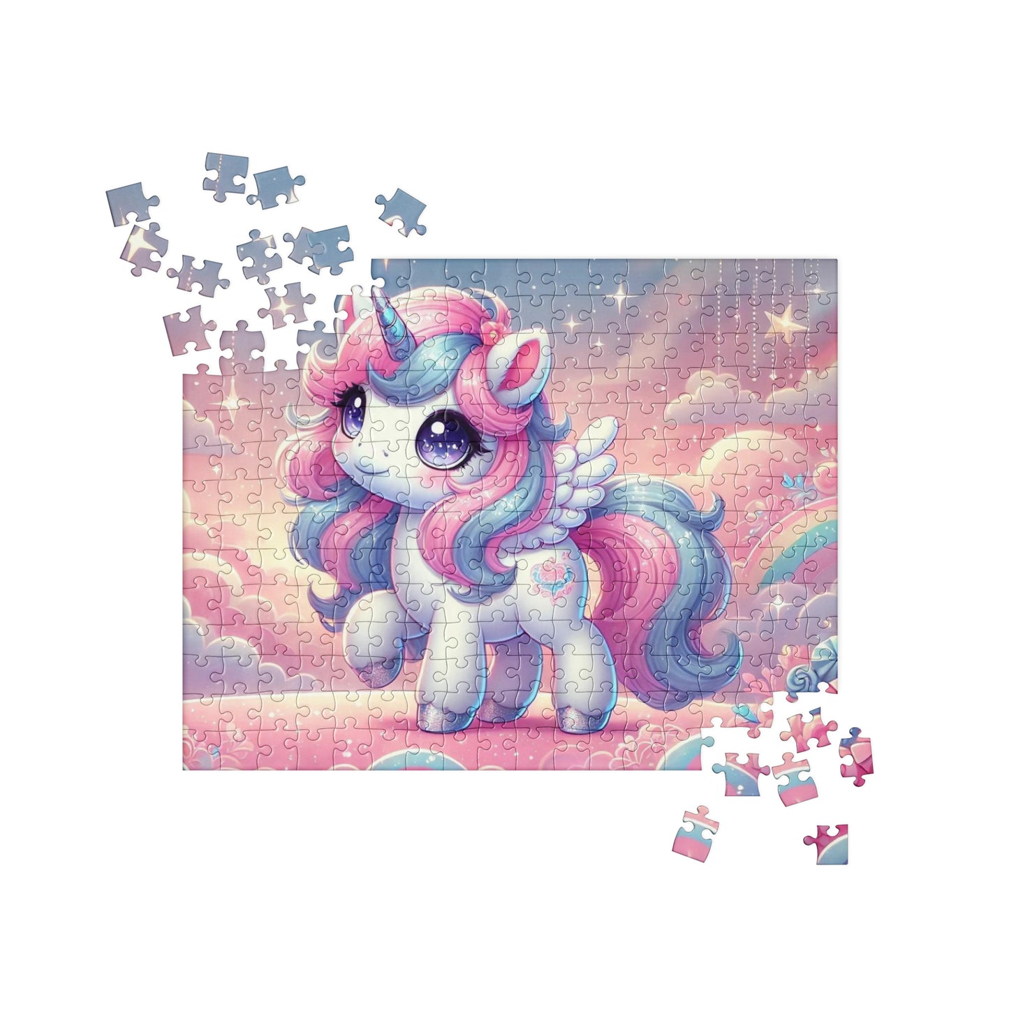 Cute Pastel Unicorn in the Clouds Jigsaw Puzzle (120, 252, 500 Pieces)