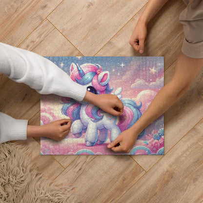 Cute Pastel Unicorn in the Clouds Jigsaw Puzzle (120, 252, 500 Pieces)