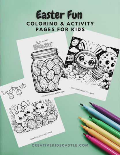 Easter Bunny Fun - Cute Easter Themed Printable Coloring Pages (14 pages)