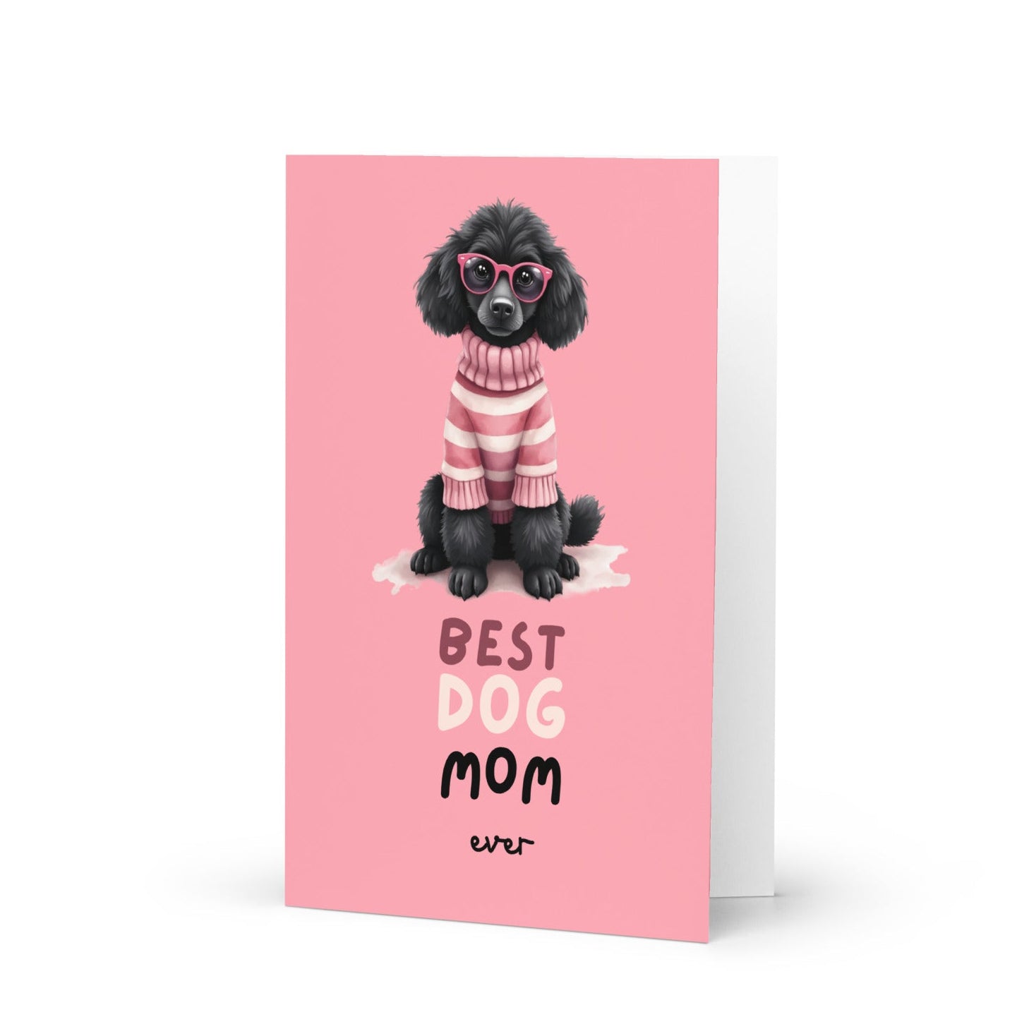Stylish Black Poodle Mothers Day Folded Card Default Title